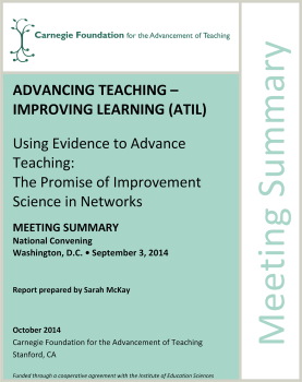 Using Evidence to Advance Teaching: The Promise of Improvement Science in Networks