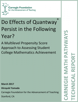 Do Effects of Quantway® Persist in the Following Year? A Multilevel Propensity Score Approach to Assessing Student College Mathematics Achievement