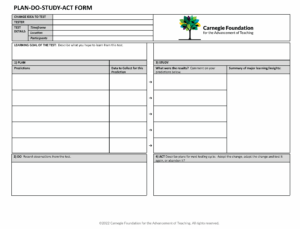 Plan-Do-Study-Act (PDSA) Form - Carnegie Foundation for the Advancement ...